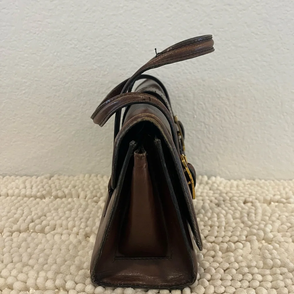 VINTAGE Brown Leather Satchel - Picture 3 of 6